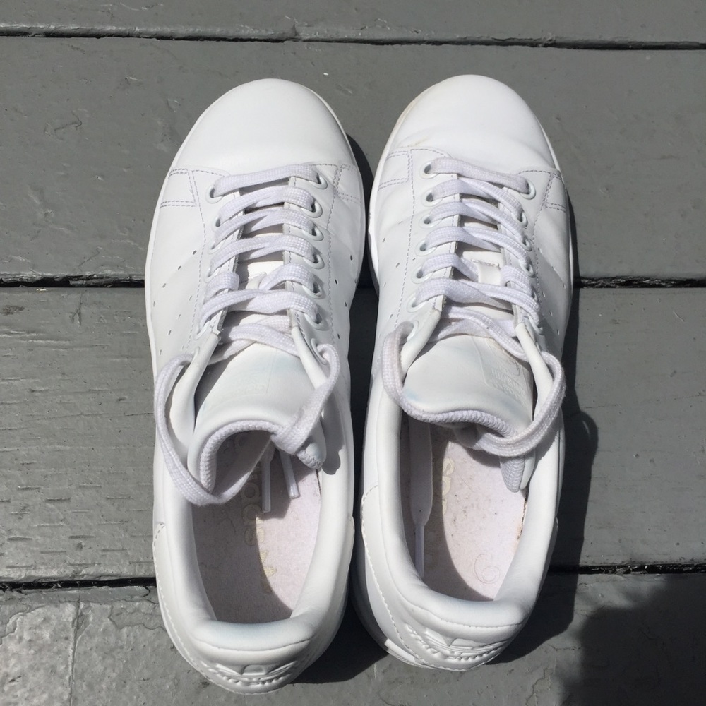 All white Adidas Stan Smiths